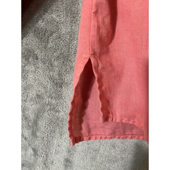 J Jill Love Linen Blouse Shirt Coral Womens Sz Medium Long Sleeve Classic - Picture 4 of 10